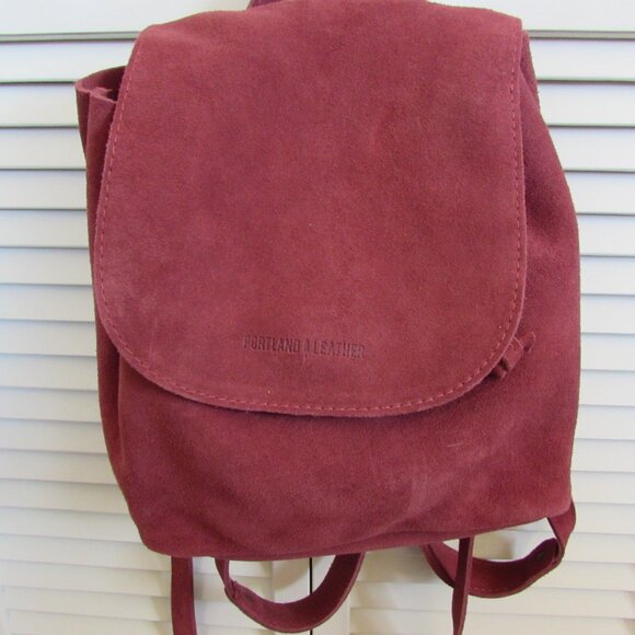 BNNU PLG Portland Leather Goods Bucket Backpack in Red Panda Suede